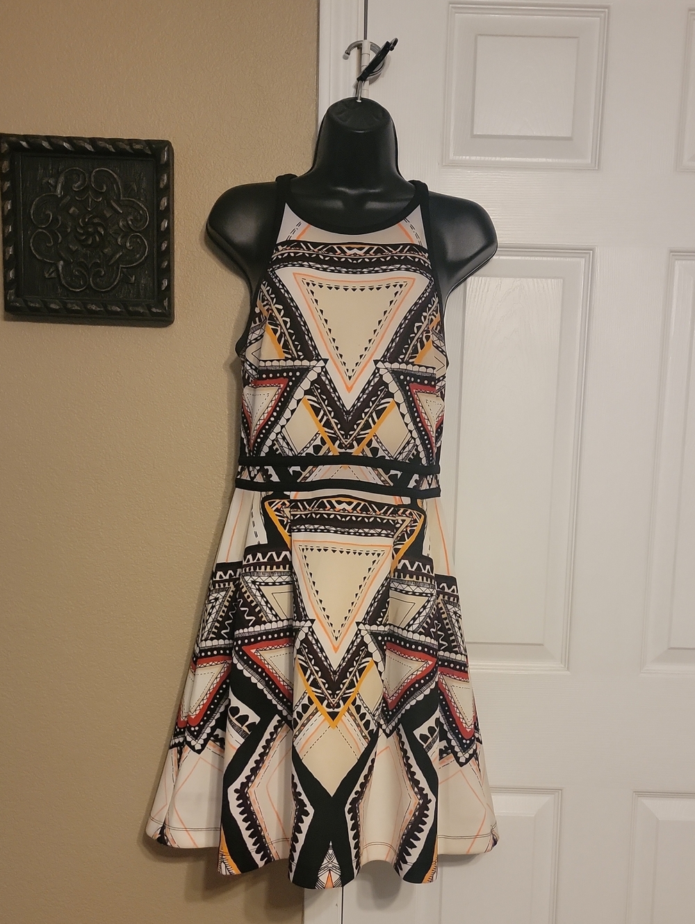 Mossimo Supply Co. Sleeveless Geometric Midi Dress in Cream, Black, Yellow, Red
